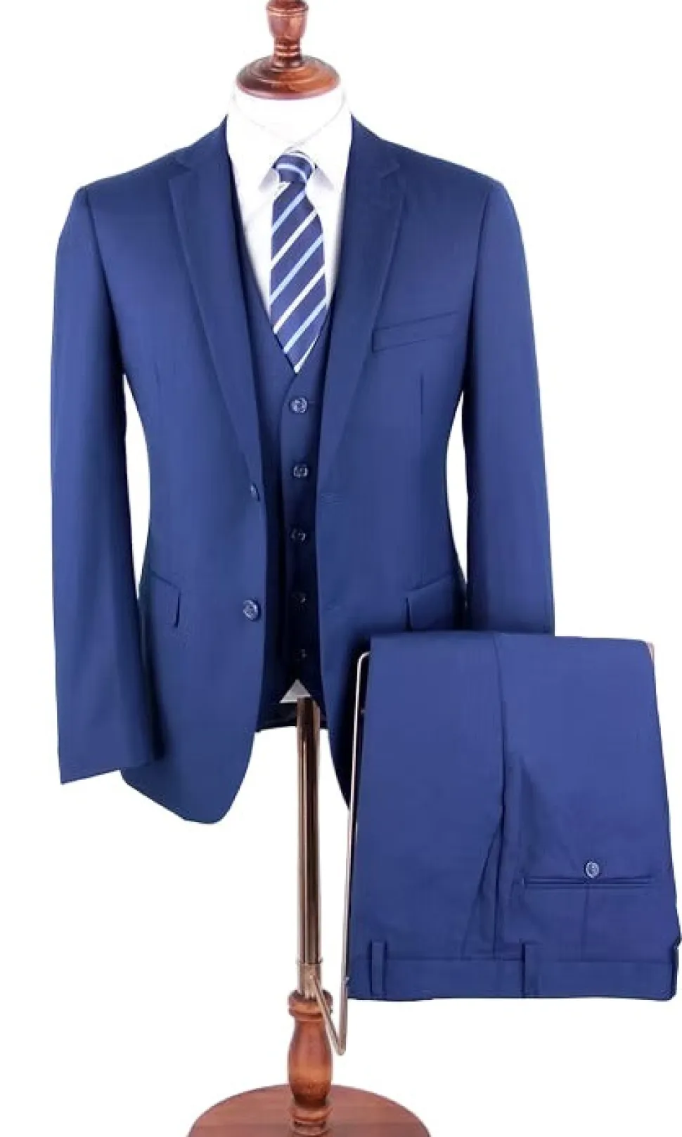 Hudson Collection - Dark Blue Regular Fit 3 Piece Notch Lapel Suit