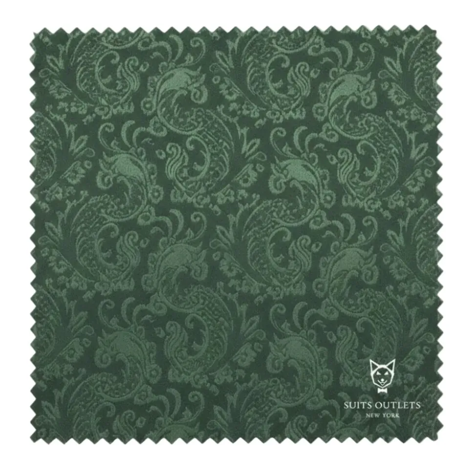 Hunter Green Tone on Tone Paisley Pattern Slim Fit Men's 2 Piece Suit