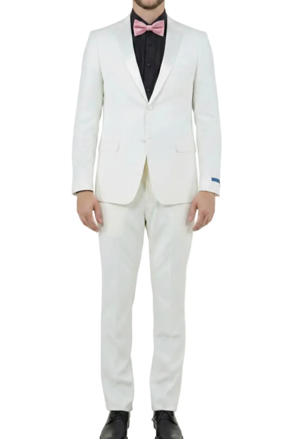 Ivory 2 Piece Hybrid Fit Satin Notch Lapel Tuxedo