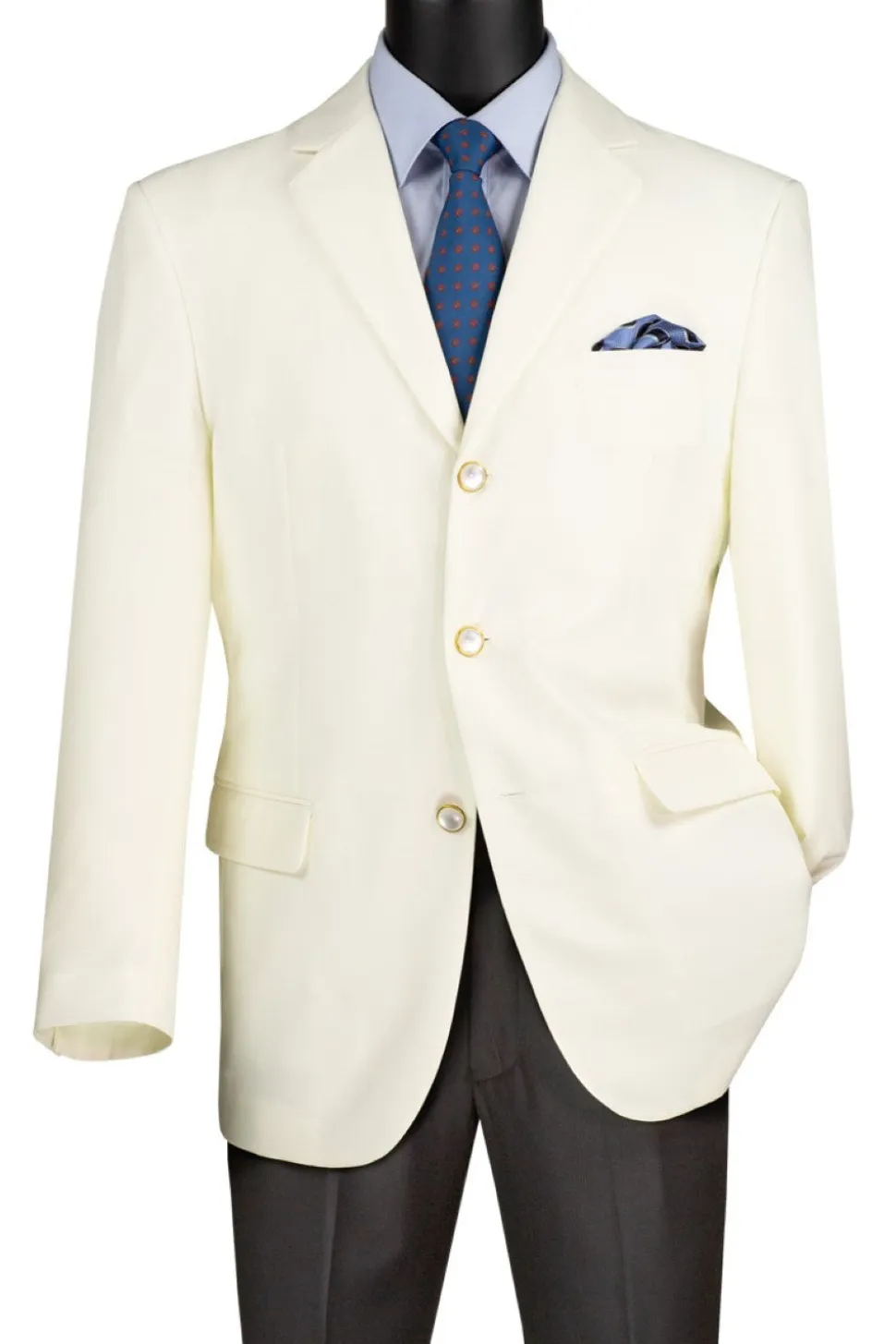 Ivory Regular Fit 3 Button Blazer