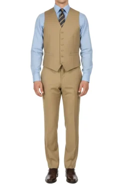 Khaki Regular Fit 3-Piece Suit