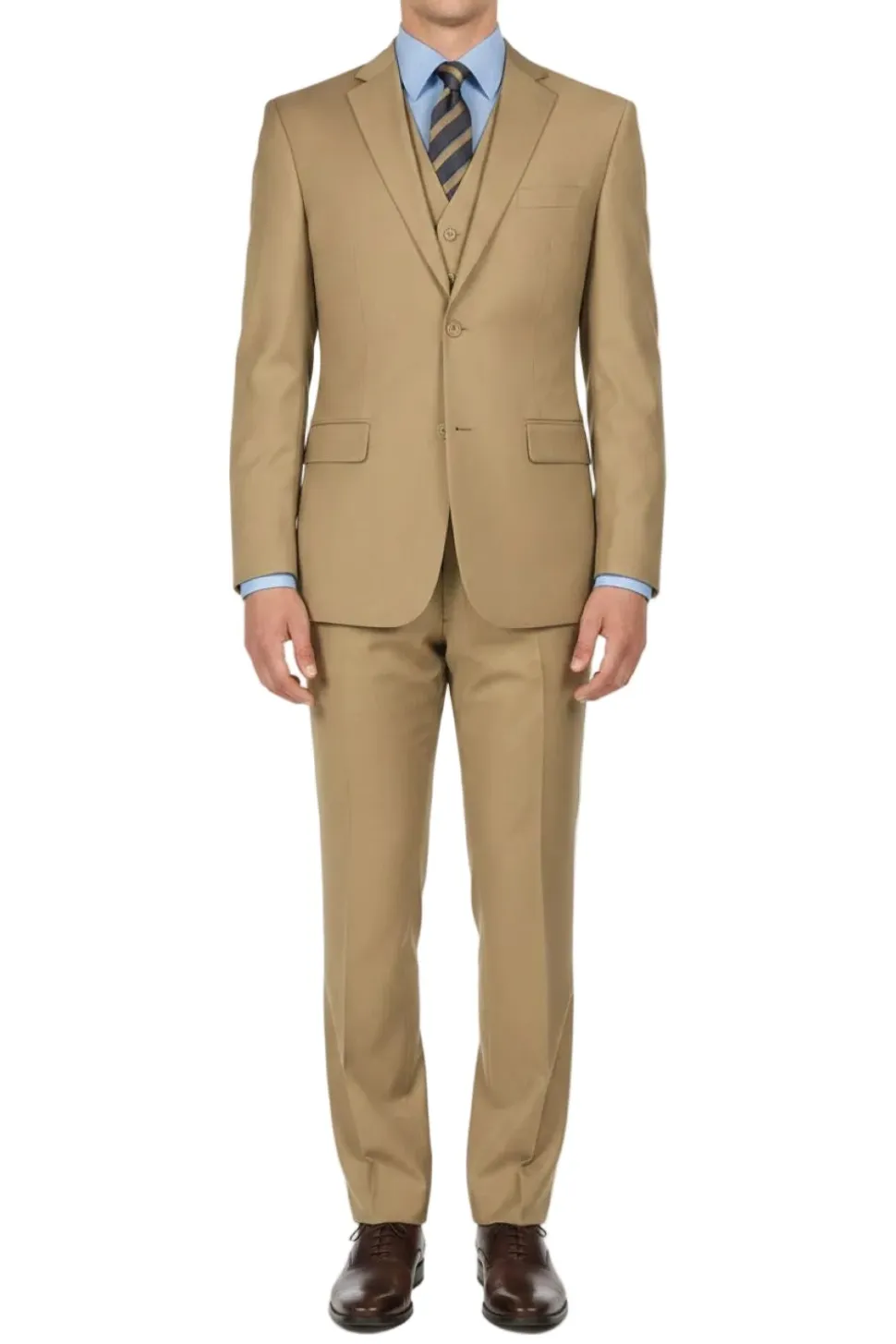 Khaki Regular Fit 3-Piece Suit