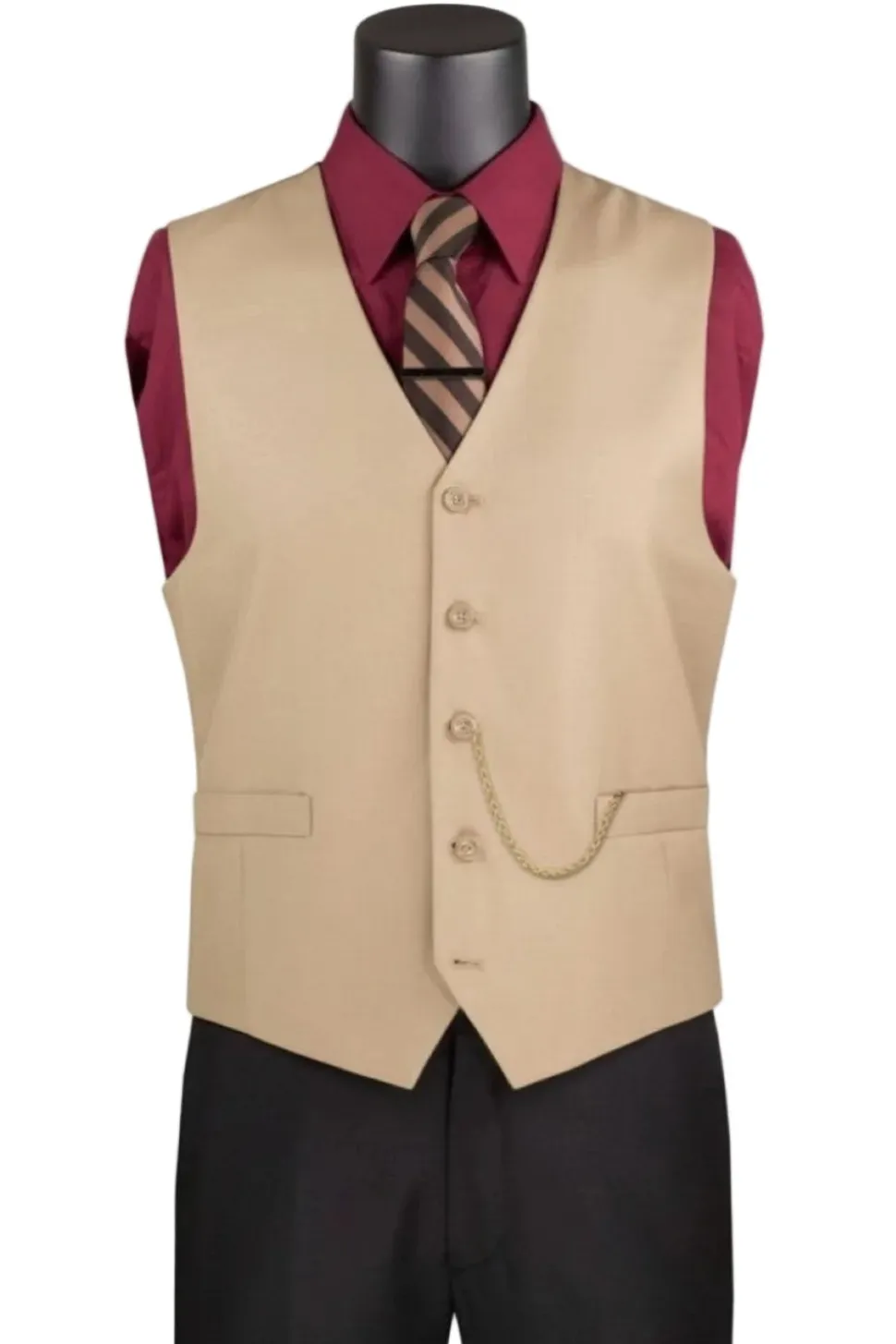 Khaki Slim Fit Vest Single Breasted 5 Button Design