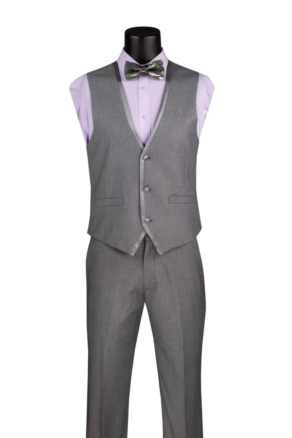 Leonardo Collection - Slim Fit Tuxedo 2 Button 3 Piece Suit Light Gray