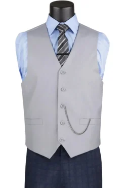 Light Gray Slim Fit Vest Single Breasted 5 Button Design