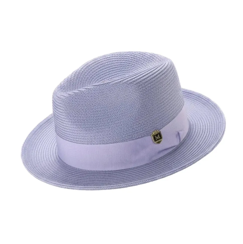 Lilac Braided Wide Brim Pinch Fedora Matching Grosgrain Ribbon