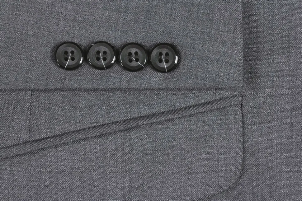 (Limited Sizes) Gray 100% Virgin Wool Regular Fit Pick Stitch 2 Piece Suit
