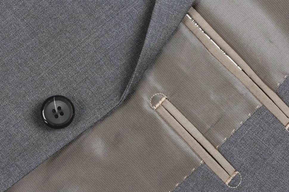 (Limited Sizes) Gray 100% Virgin Wool Regular Fit Pick Stitch 2 Piece Suit