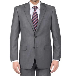 (Limited Sizes) Gray 100% Virgin Wool Regular Fit Pick Stitch 2 Piece Suit
