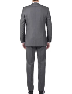 (Limited Sizes) Gray 100% Virgin Wool Regular Fit Pick Stitch 2 Piece Suit