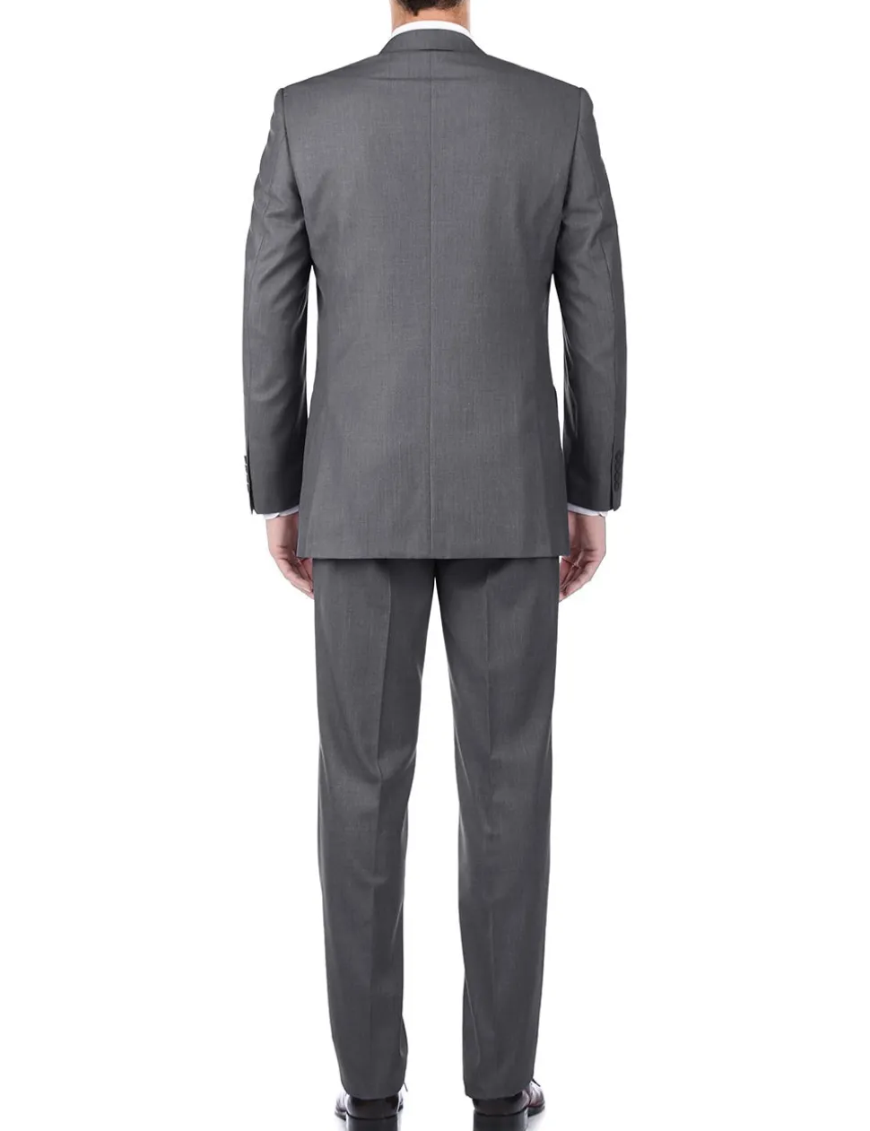 (Limited Sizes) Gray 100% Virgin Wool Regular Fit Pick Stitch 2 Piece Suit