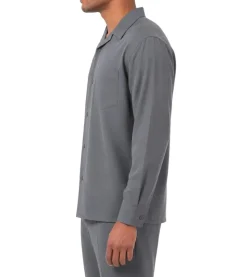 Long Sleeve Walking Suit 2 Piece Set with Flexible Waist Pants in Gray