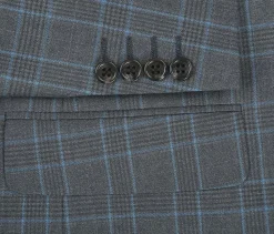 Lozano Collection - Men's 2 Piece Regular Fit Gray Windowpane Suit