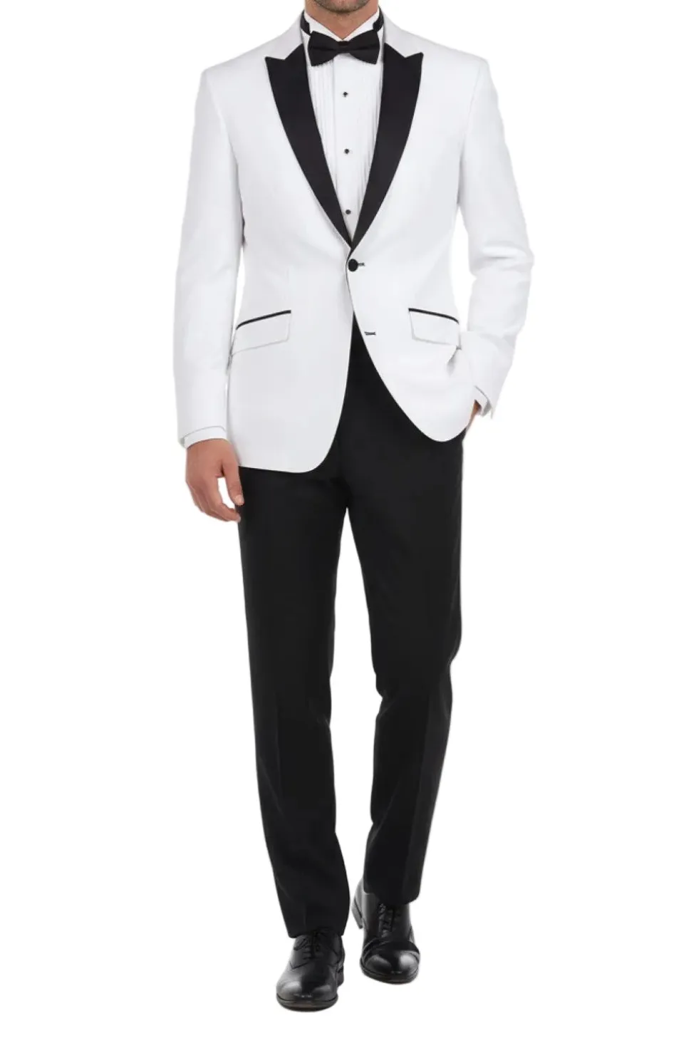 (50L, 50R) Slim Fit 2 Piece Sharkskin White Suit