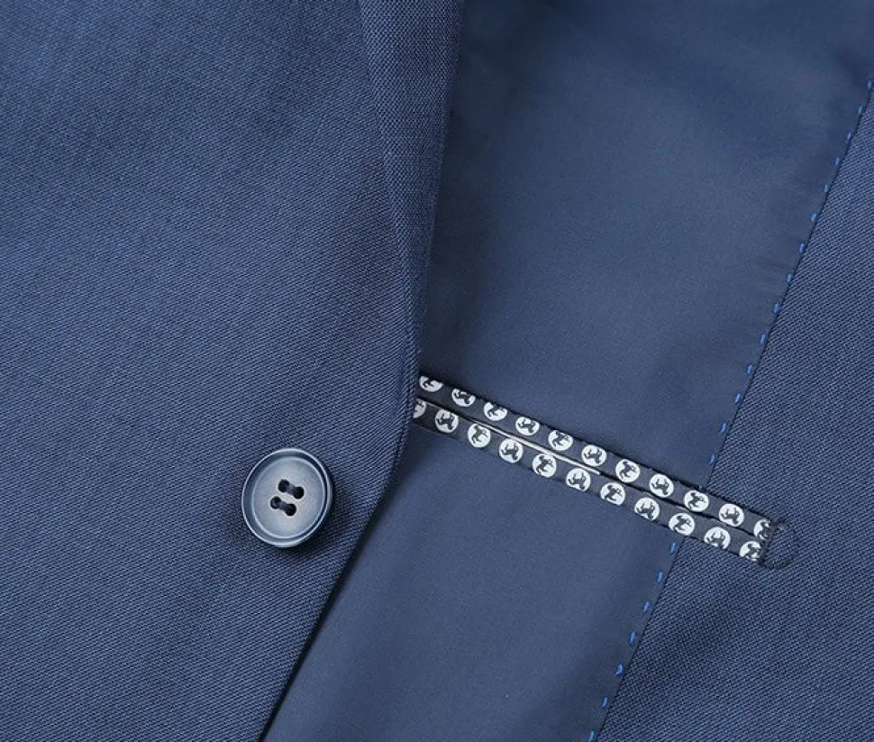 (38L,38R,40S,50R) Slim Fit 2 Piece Notch Lapel 2 Button Suit In Blue