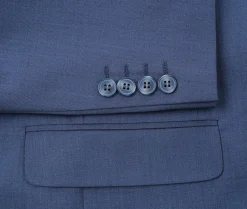 (38L,38R,40S,50R) Slim Fit 2 Piece Notch Lapel 2 Button Suit In Blue