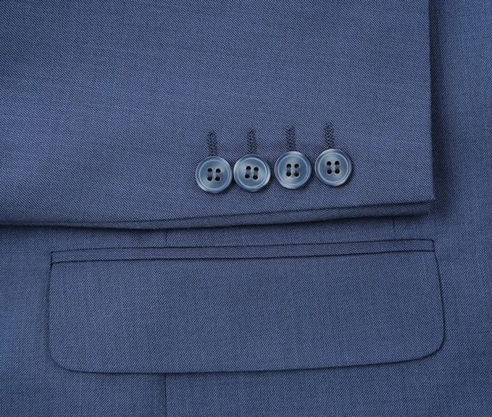 (38L,38R,40S,50R) Slim Fit 2 Piece Notch Lapel 2 Button Suit In Blue