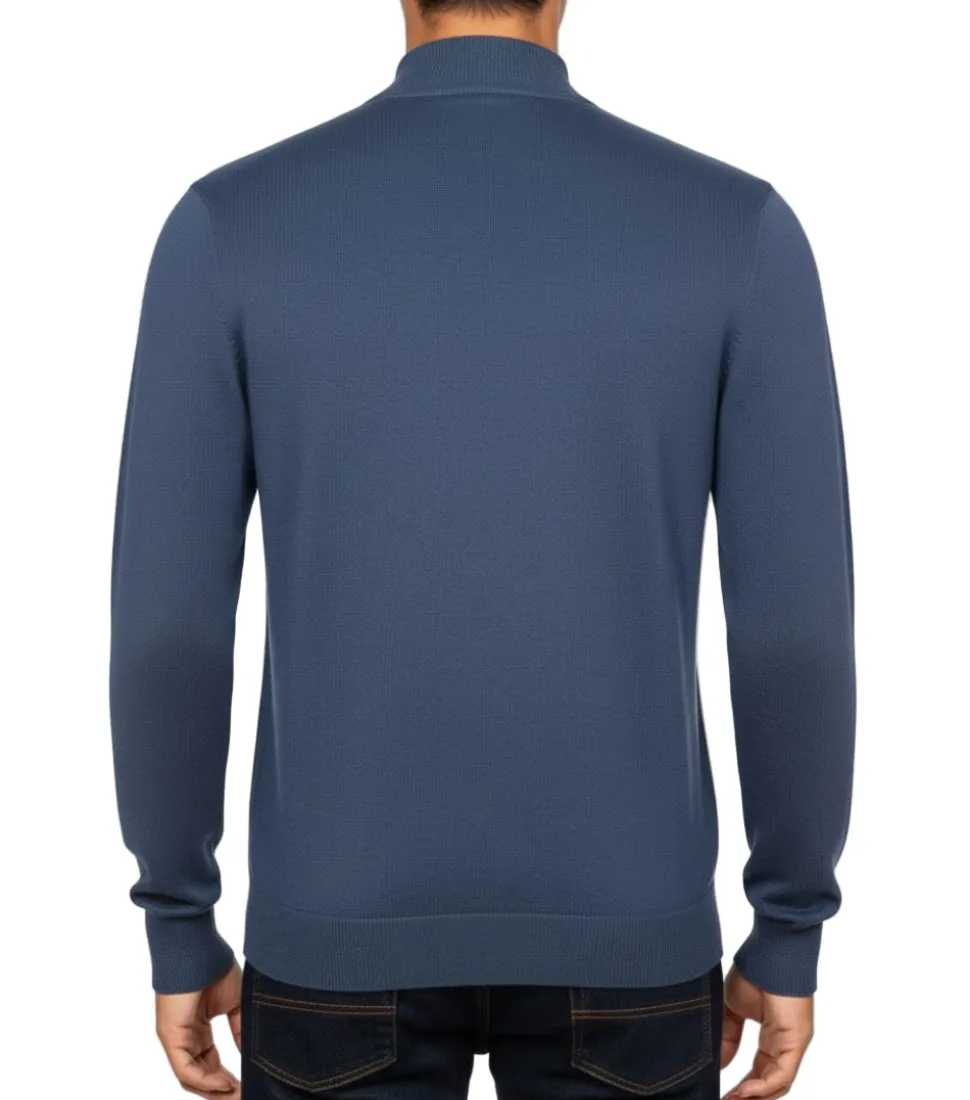 (L) Stacy Adams - Men’s Mock Knit Indigo Sweater