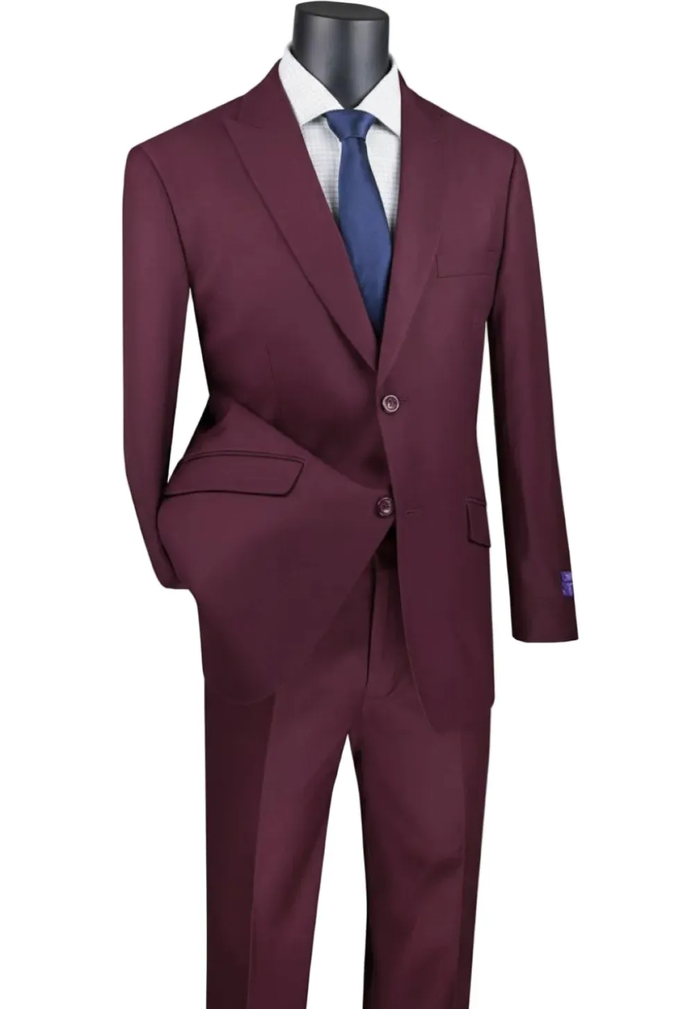 Maroon Modern Fit 2 Piece Suit Textured Solid with Peak Lapel