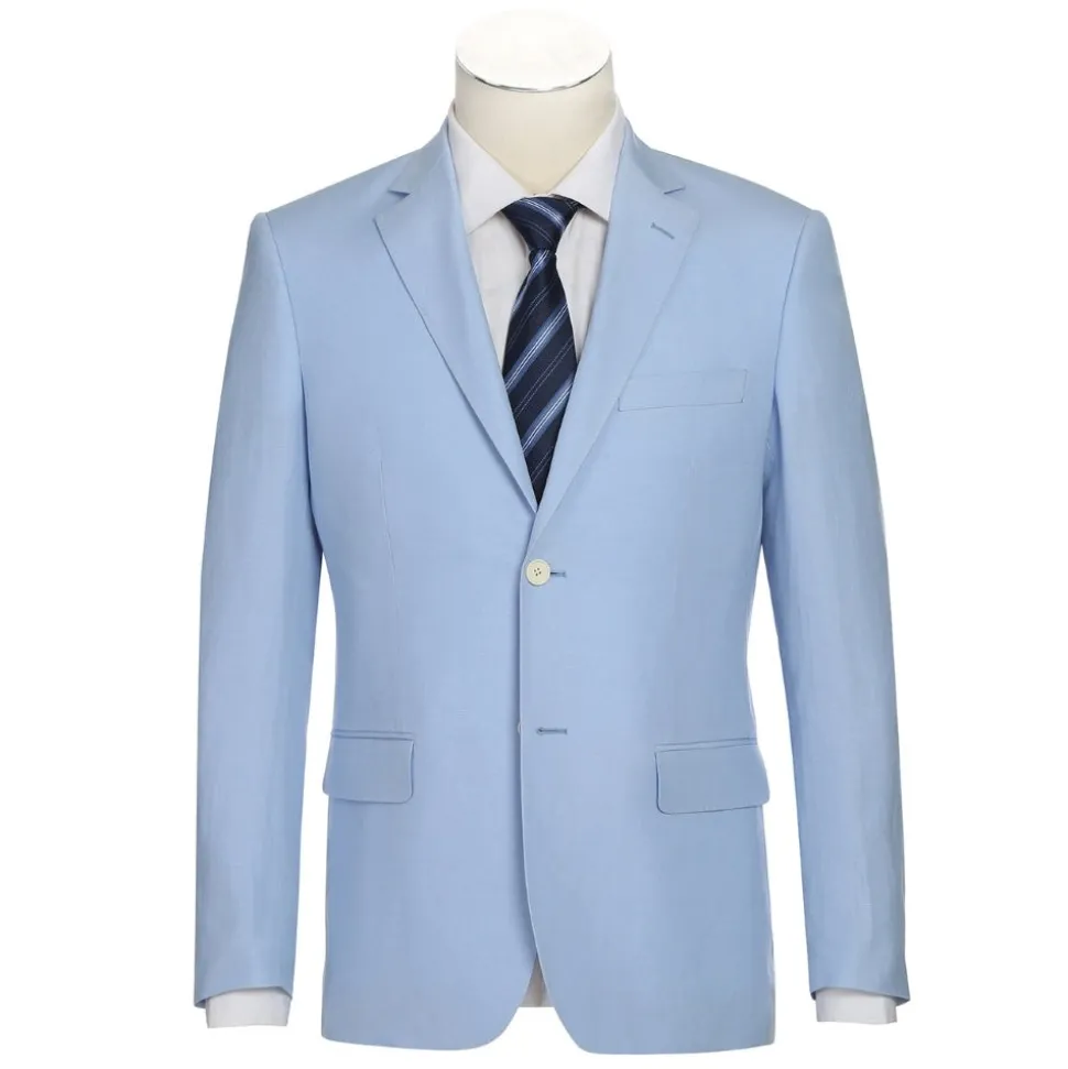 Men's Blue 2-Piece Slim Fit Linen Suit