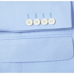 Men's Blue 2-Piece Slim Fit Linen Suit