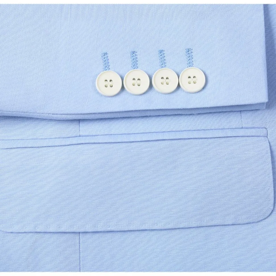 Men's Blue 2-Piece Slim Fit Linen Suit