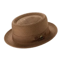 Men's Braided Hat Pork Pie Style in Cappuccino