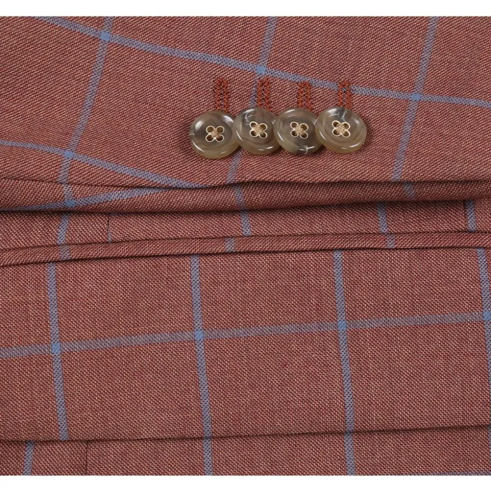 Men's Brown Classic Fit Wool Plaid Blazer