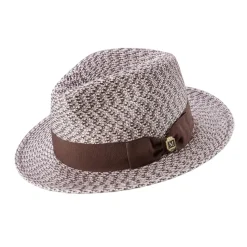 Men’s Brown Woven Textured Patterned Braided Fedora Hat