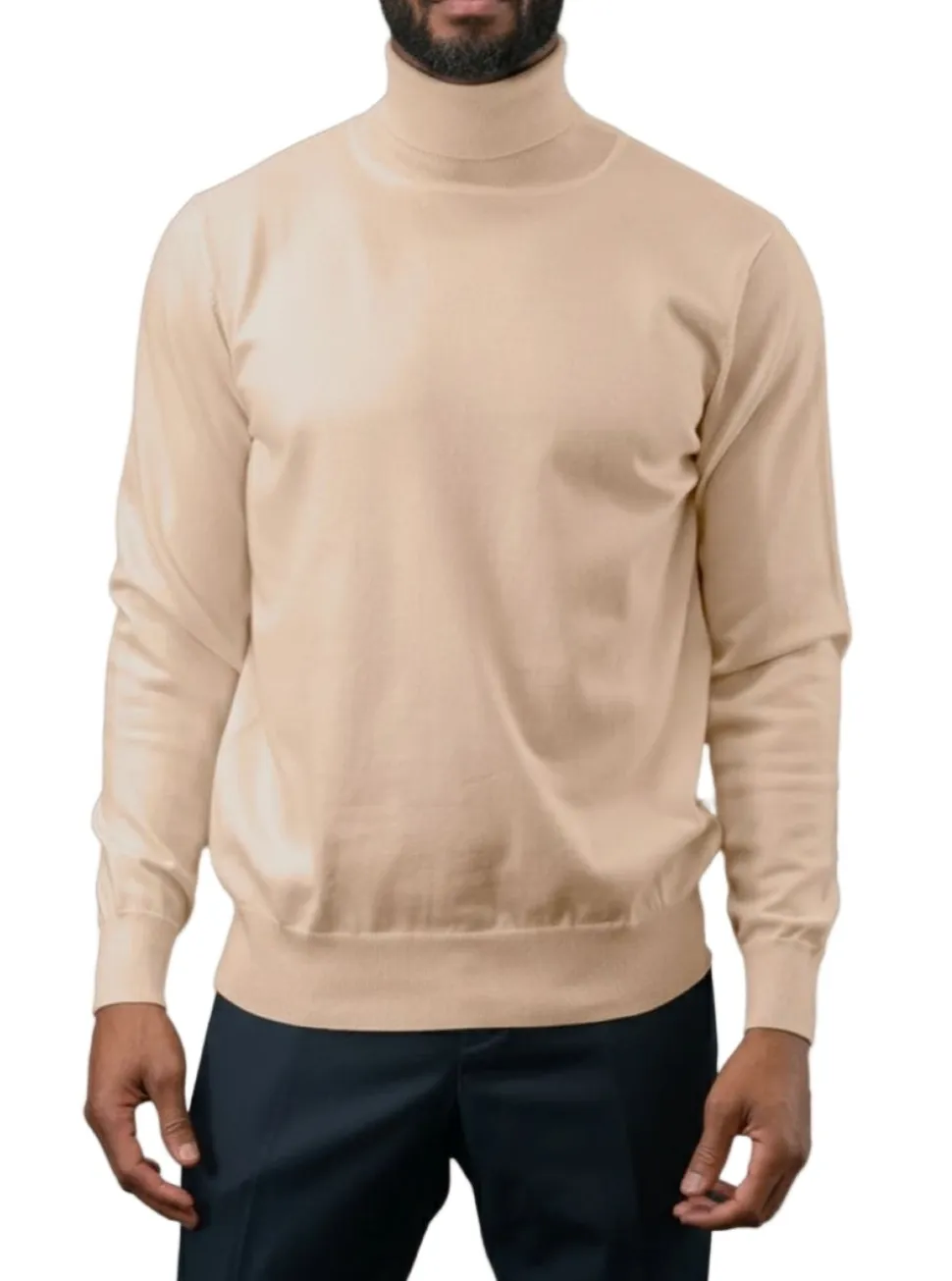 Men's Fashion Turtleneck Sweater in Taupe