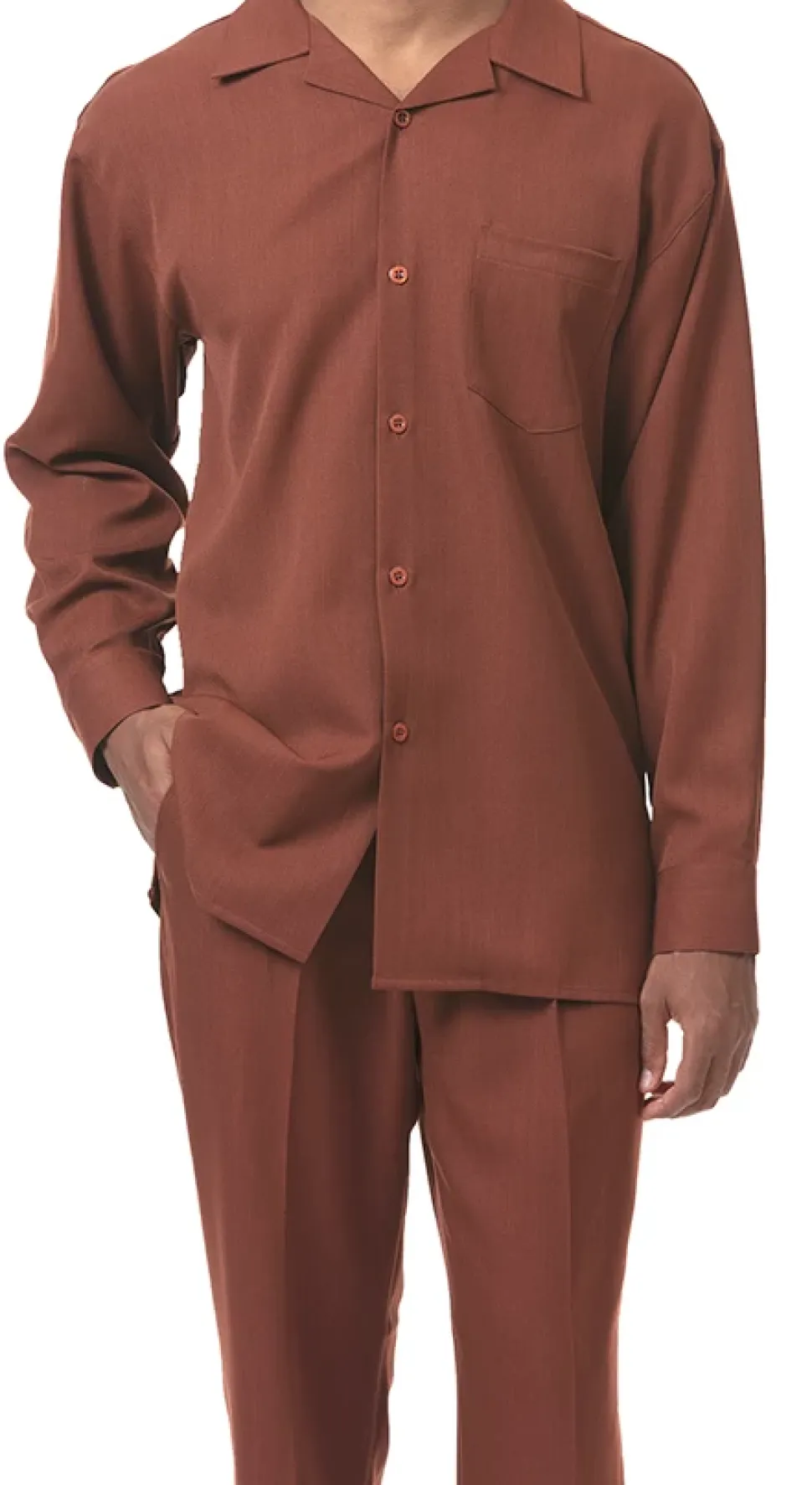 Men's 2 Piece Long Sleeve Walking Suit in Cognac