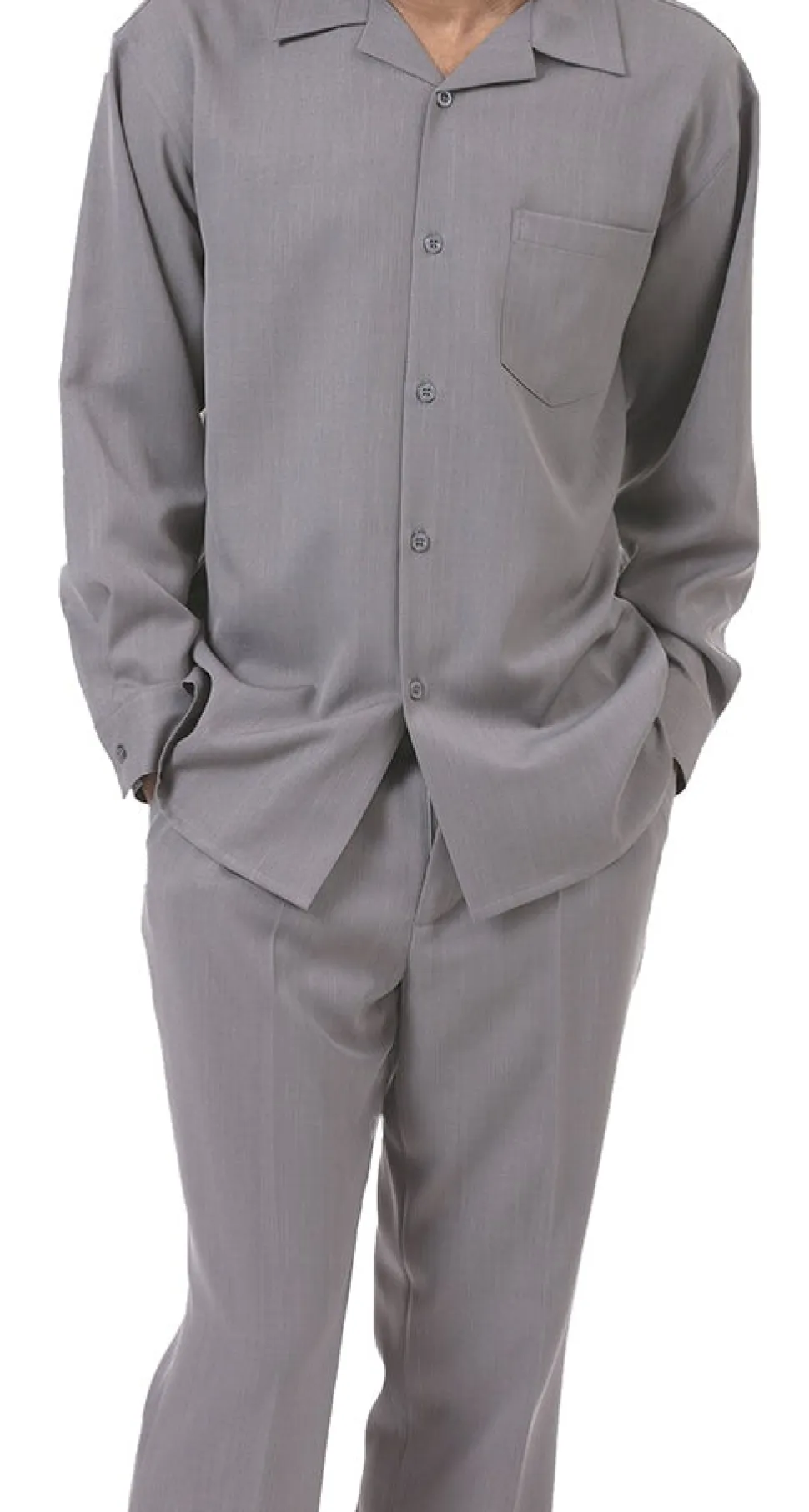 Men's 2 Piece Long Sleeve Walking Suit in Gray