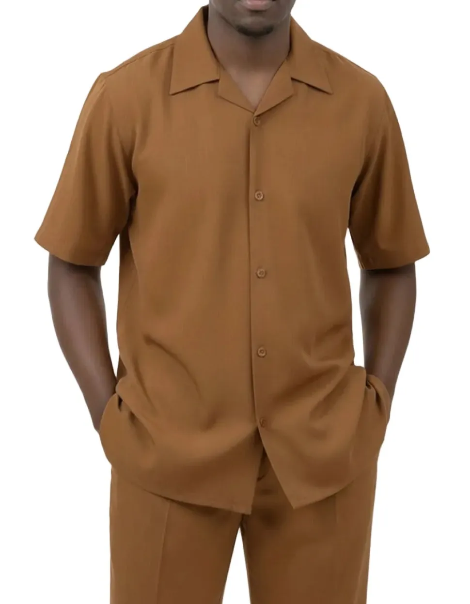 Men's 2-Piece Short Sleeve Summer Walking Suit Set - Taupe