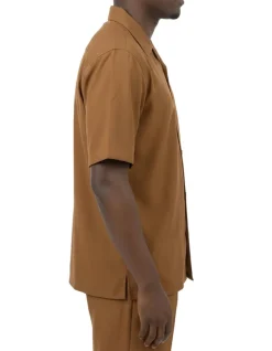 Men's 2-Piece Short Sleeve Summer Walking Suit Set - Taupe
