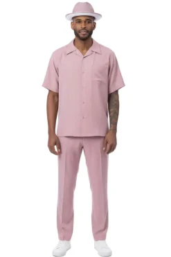 Men's 2 Piece Walking Suit Summer Short Sleeves in Blush