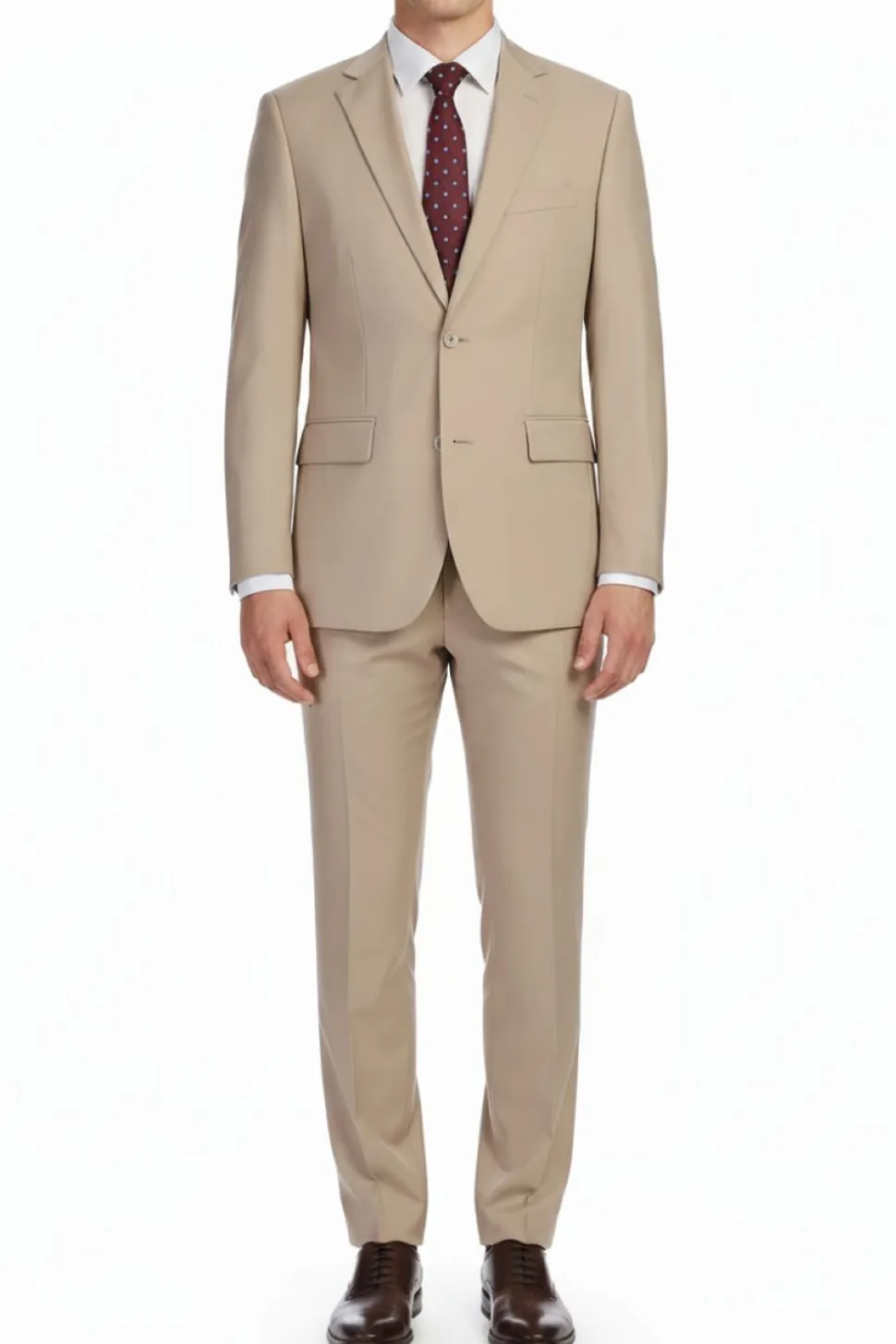Men's Regular Fit Formal 2-Piece Suit - Tan