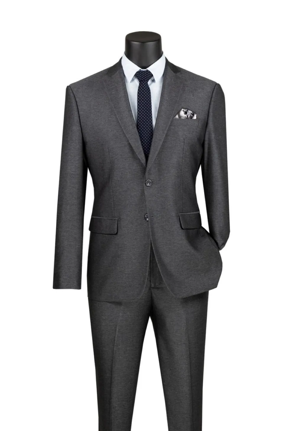 Men's Slim Fit 2 Piece Suit Single Breasted 2 Button Design Smoke