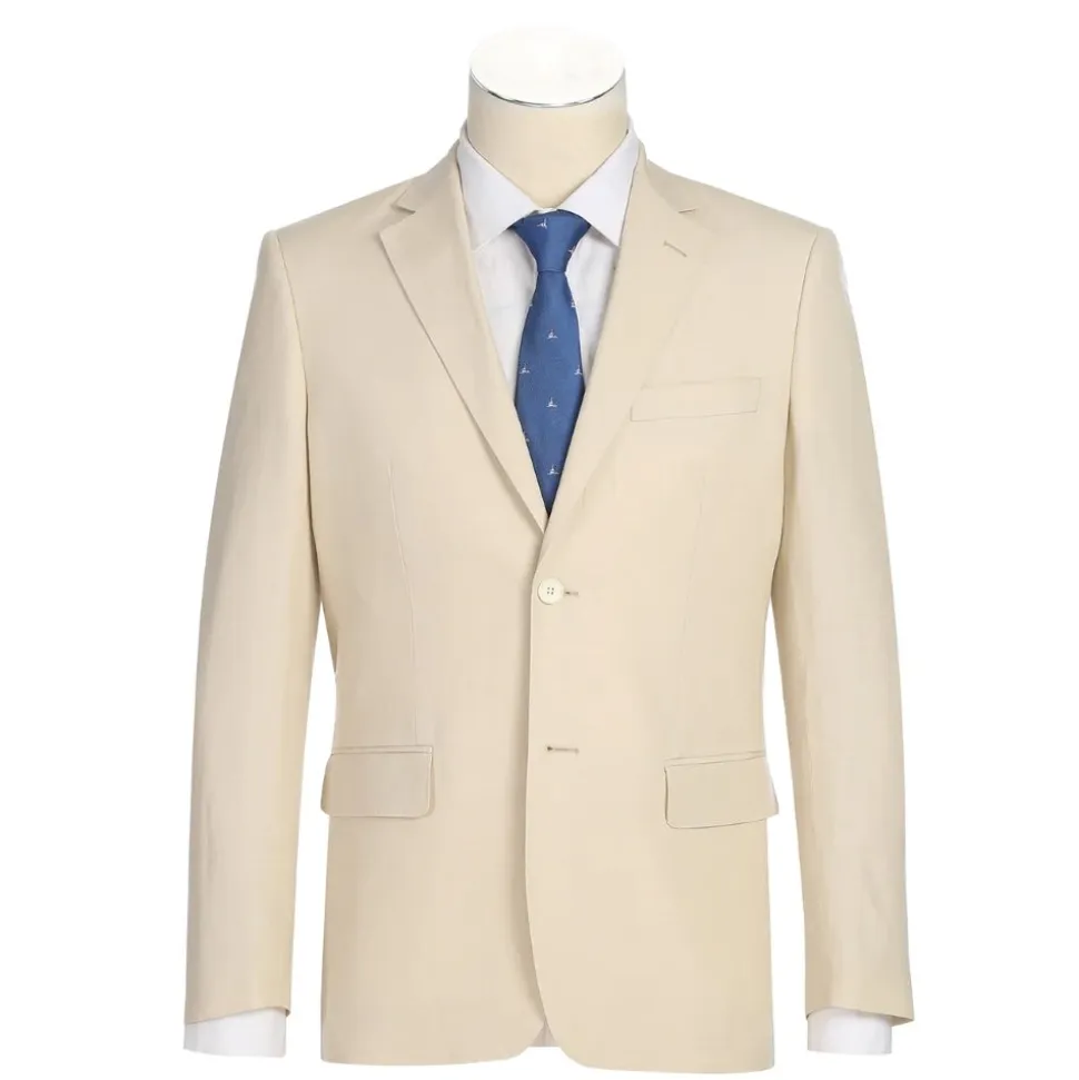 Men's Tan 2-Piece Slim Fit Linen Suit