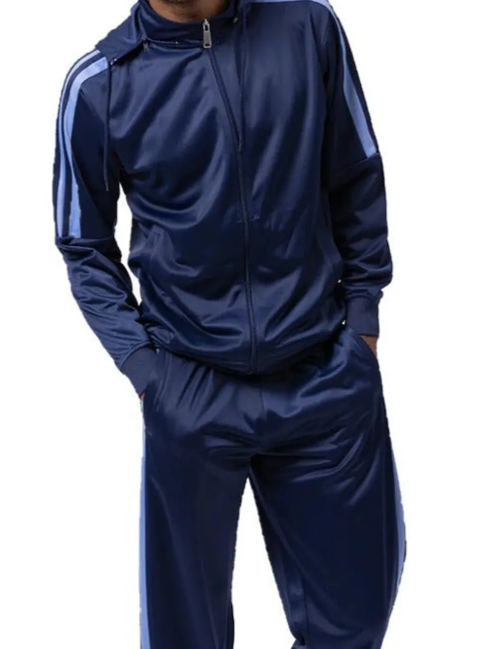 Men's Track Suit with Detachable Hood in Navy