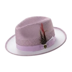 Men’s Two-Tone Braided Fedora Hat Lavender/White