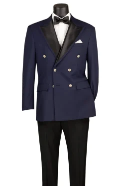 Midnight Navy Modern Fit Double-Breasted Tuxedo Blazer