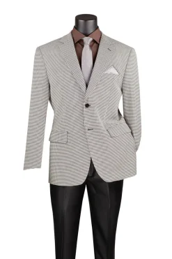Modern Fit Black Houndstooth Pattern Jacket