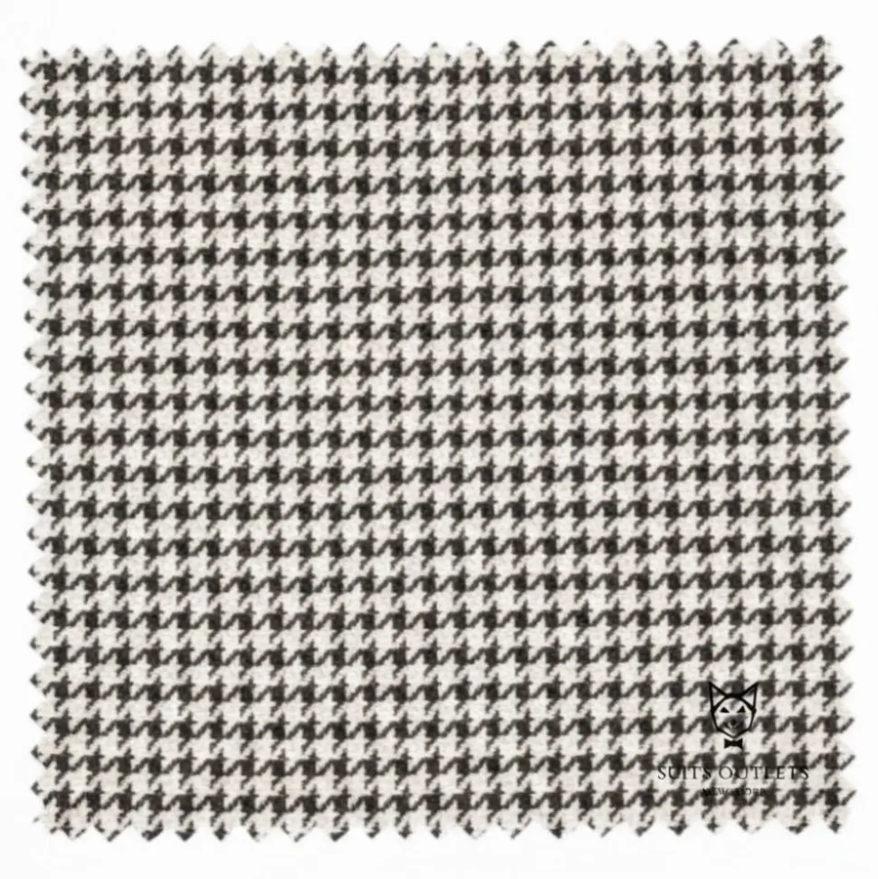 Modern Fit Black Houndstooth Pattern Jacket