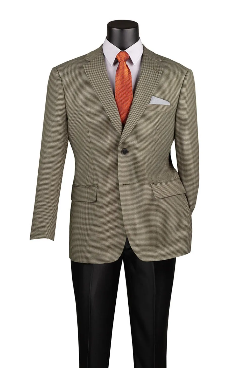 Modern Fit Olive Houndstooth Pattern Jacket