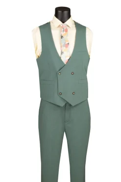 Modern Fit Sage 3 Piece Suit with Vest and Adjustable Waistband Pants
