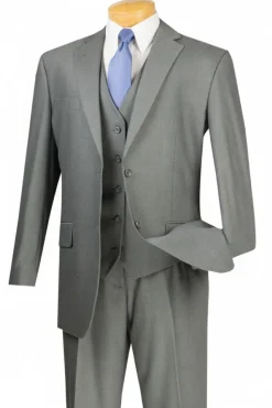 Morgan Collection - Regular Fit 3 Piece Suit 2 Button Medium Gray