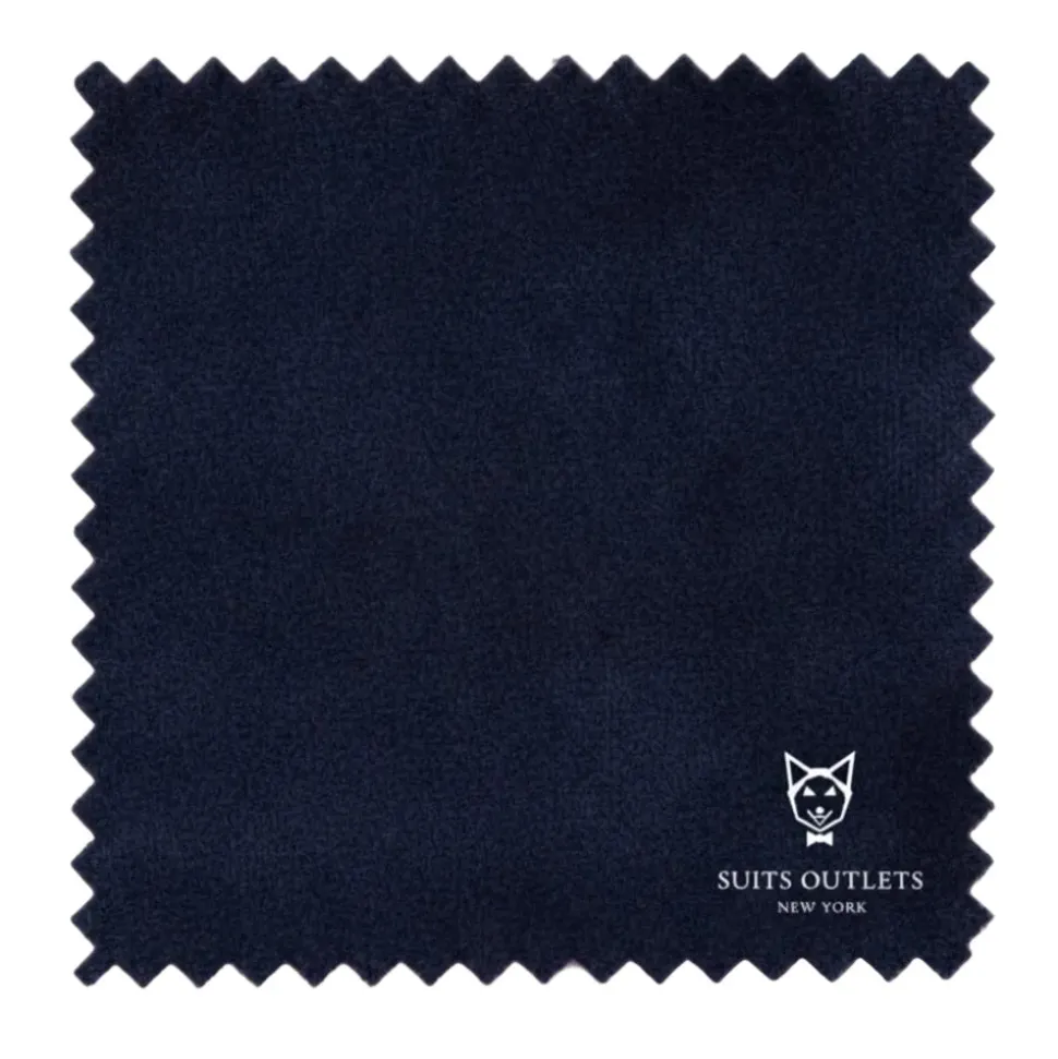 Navy Slim Fit Double Breasted Velvet Jacket
