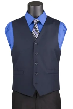 Navy Slim Fit Vest Single Breasted 5 Button Design