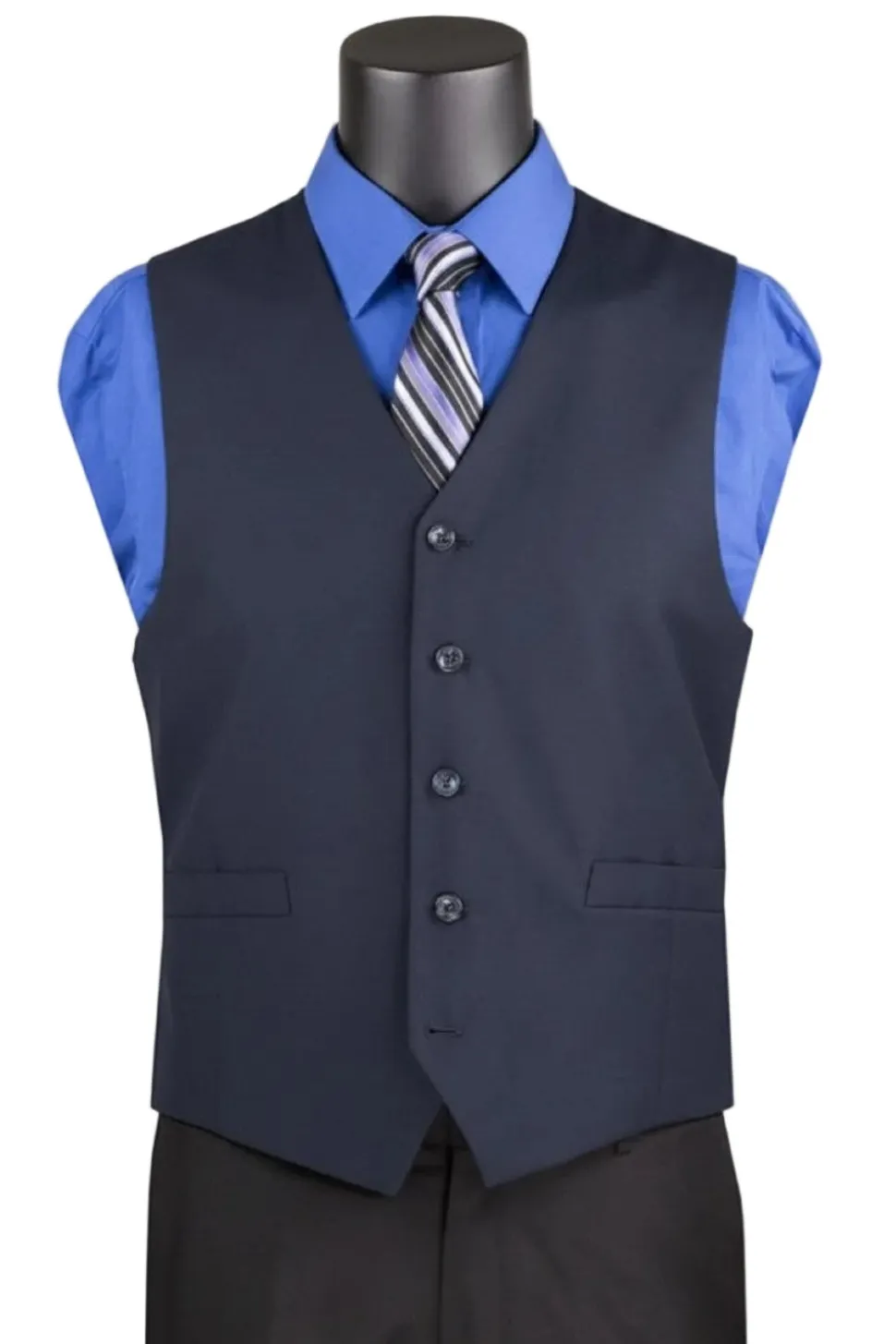 Navy Slim Fit Vest Single Breasted 5 Button Design