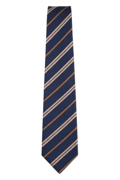 Navy Tie with Diagonal Brown Stripe